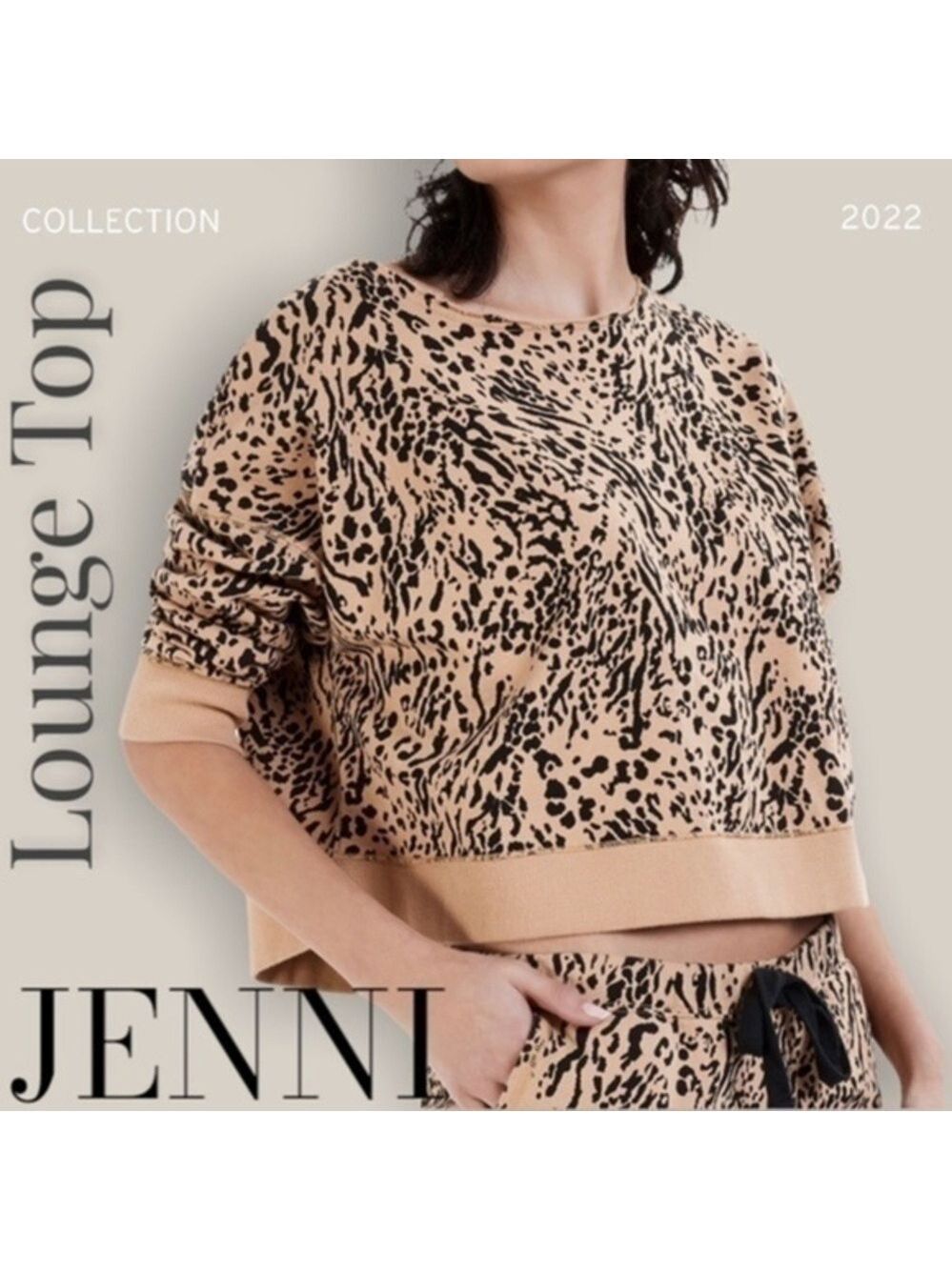 JENNI Cotton French Terry Animal Print Lounge Top